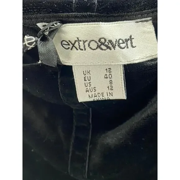 EXTRO & VERT Women's Black-White Velvet Corset Contrast Pleated Mini Dress SZ 8 - Picture 9 of 12